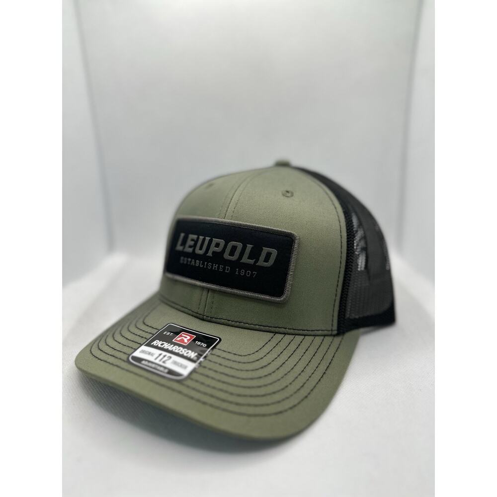 Leupold Green Black Adjustable Mesh Back Trucker Hat Solid Outdoor Theme Men